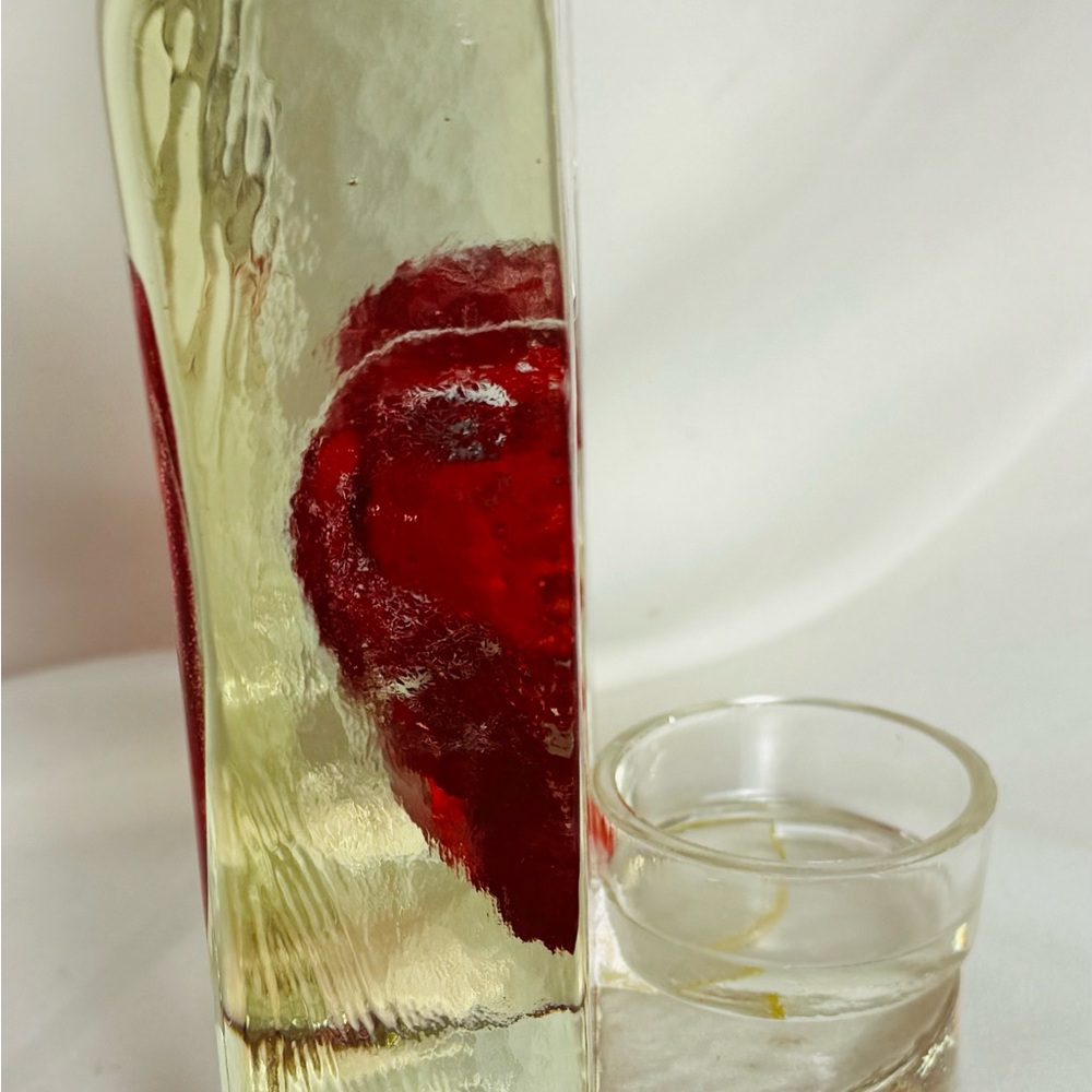Blown Glass Red Heart Tea Light Candle Holder Block Decor - last chance! - Picture 4 of 12